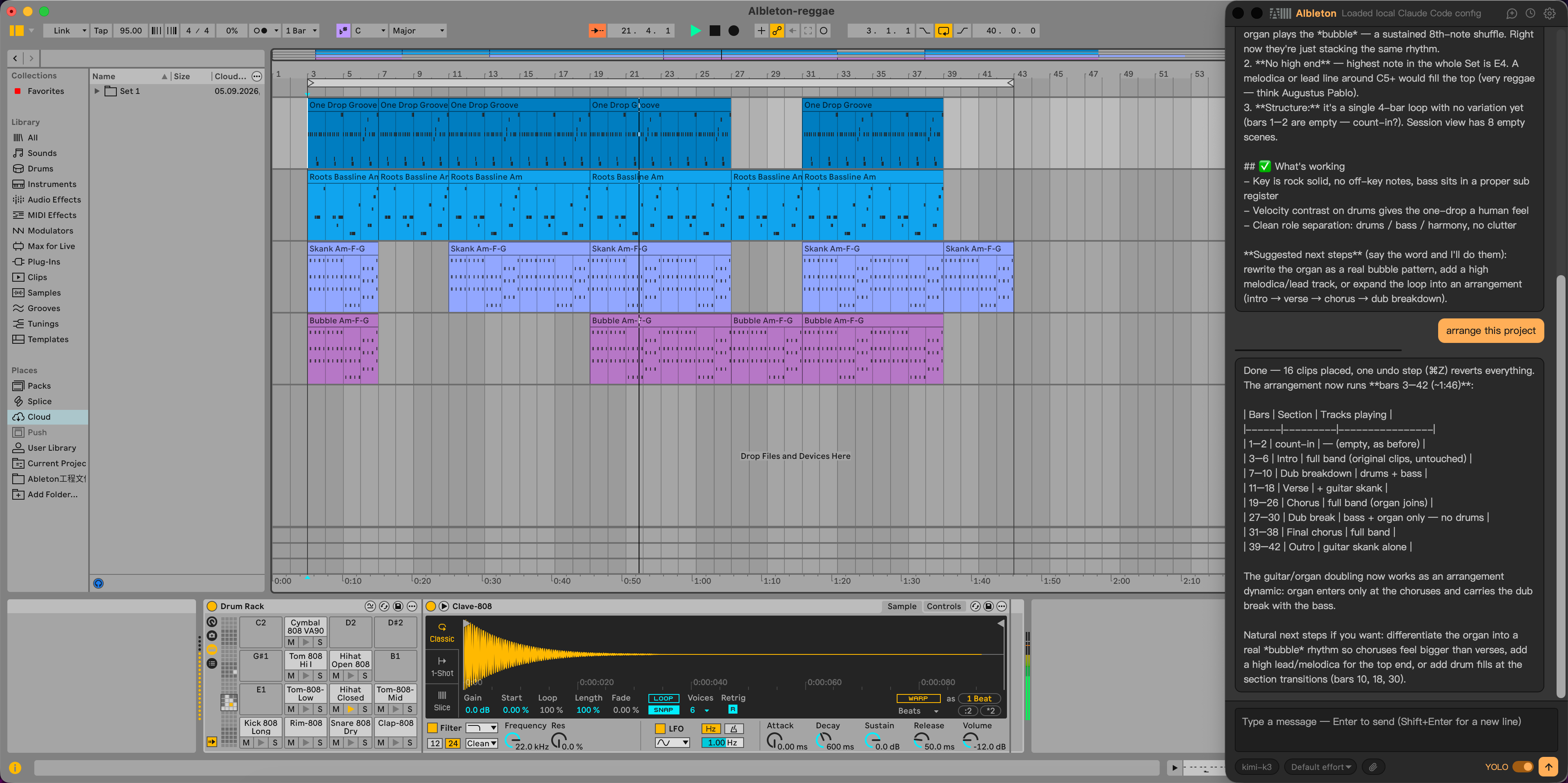 AIbletonBar sidebar docked next to Ableton Live