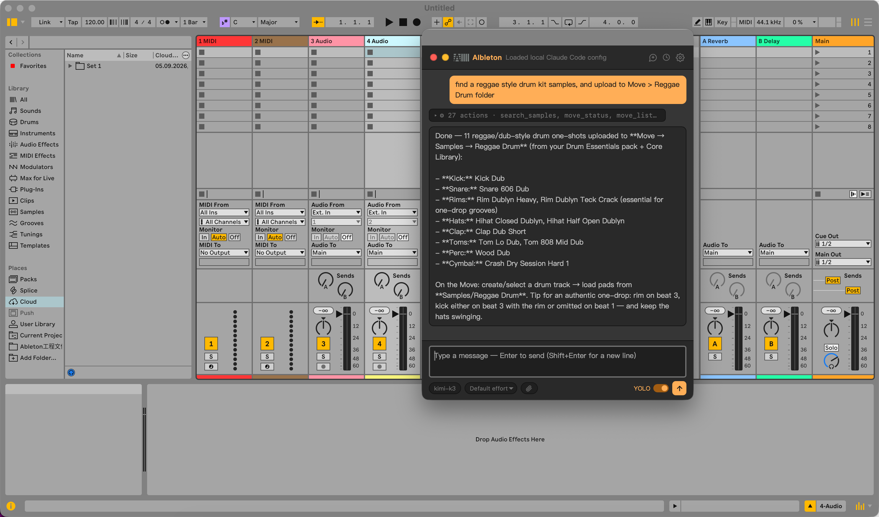 AIbleton uploading samples to Ableton Move